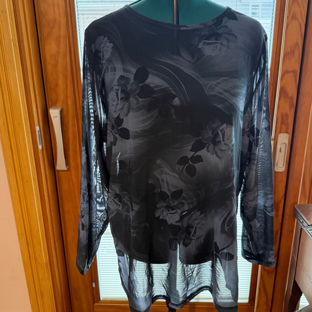 Torrid Mesh Crew Neck Long Sleeve Top - Picture 4 of 5